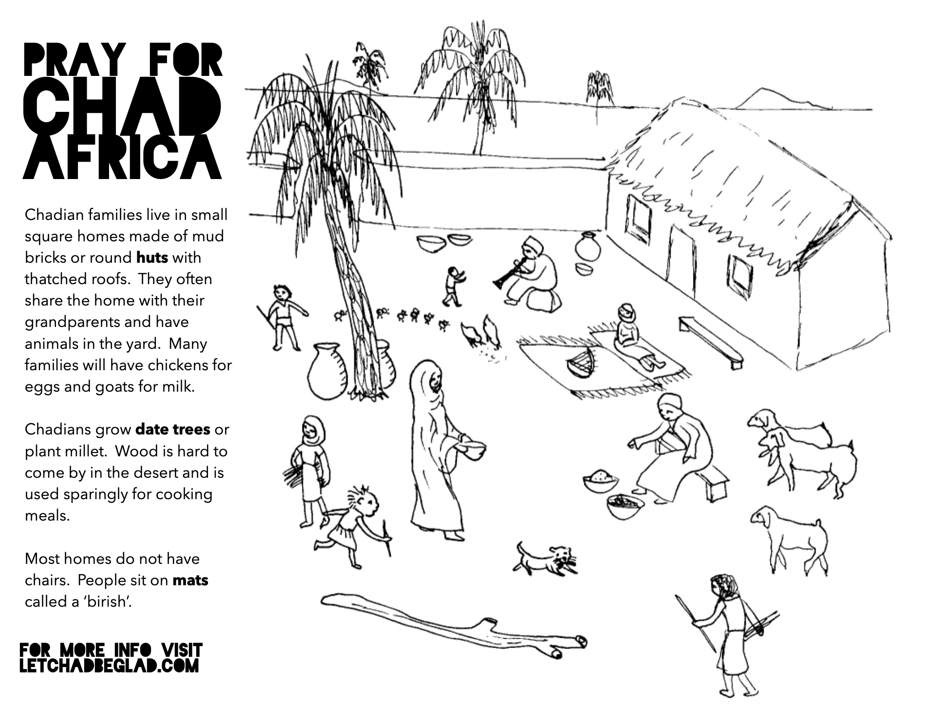 Pray for Chad Coloring Pages